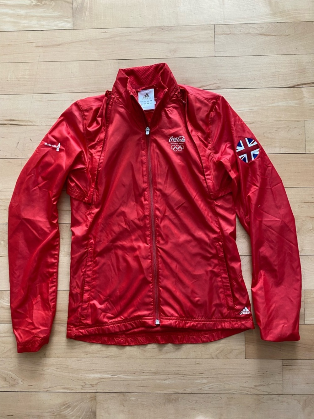 adidas Red Women's Olympic Bomber Jacket with Union Jack Patch